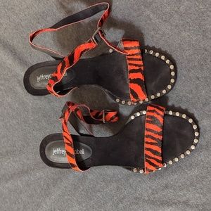 Jeffrey Campbell Sandal Red/Black Tiger Stripe Size 9 *LIKE NEW*